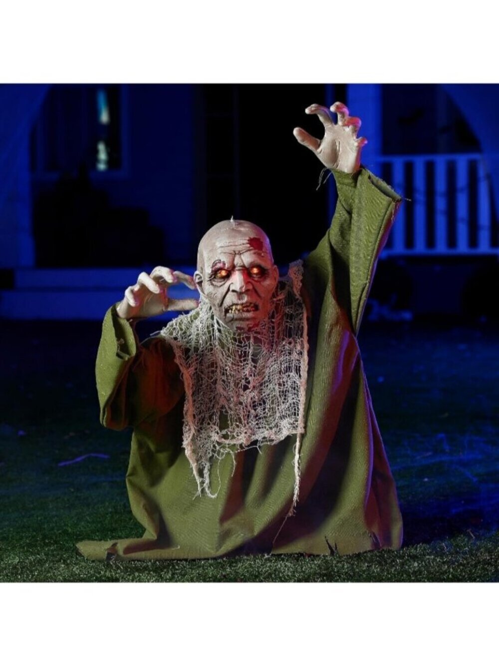 Halloween Animated Zombie Groundbreaker Decor with Light Up Eyes Movable Arms